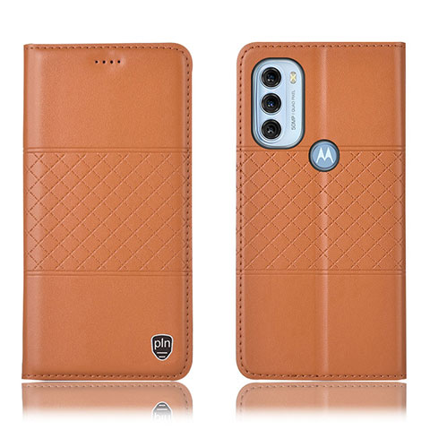 Handytasche Stand Schutzhülle Flip Leder Hülle H11P für Motorola Moto G71 5G Orange