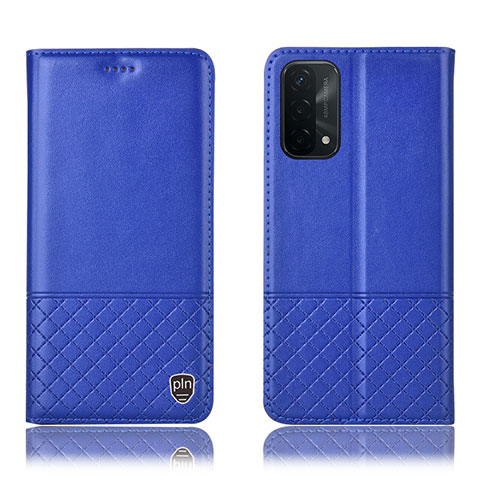 Handytasche Stand Schutzhülle Flip Leder Hülle H11P für Oppo A54 5G Blau