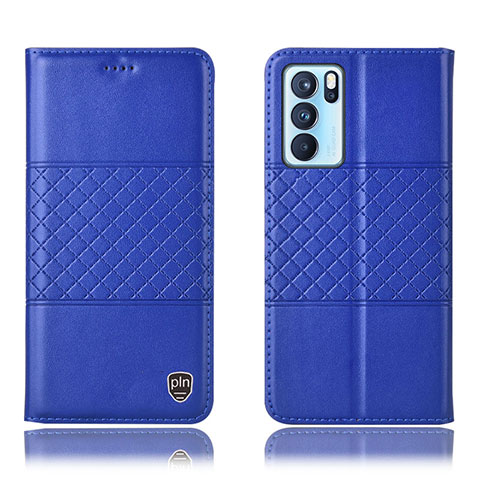 Handytasche Stand Schutzhülle Flip Leder Hülle H11P für Oppo Reno6 Pro 5G India Blau