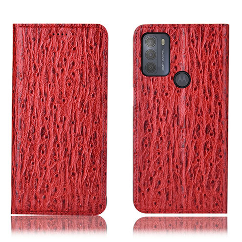 Handytasche Stand Schutzhülle Flip Leder Hülle H15P für Motorola Moto G50 Rot