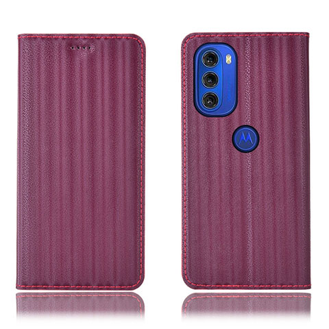 Handytasche Stand Schutzhülle Flip Leder Hülle H15P für Motorola Moto G51 5G Violett