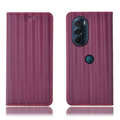 Handytasche Stand Schutzhülle Flip Leder Hülle H16P für Motorola Moto Edge 30 Pro 5G Violett