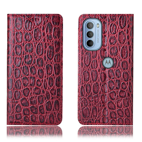 Handytasche Stand Schutzhülle Flip Leder Hülle H16P für Motorola Moto G31 Rot