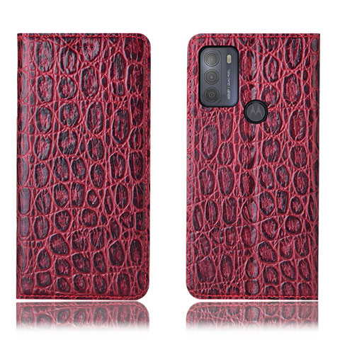 Handytasche Stand Schutzhülle Flip Leder Hülle H16P für Motorola Moto G50 Rot