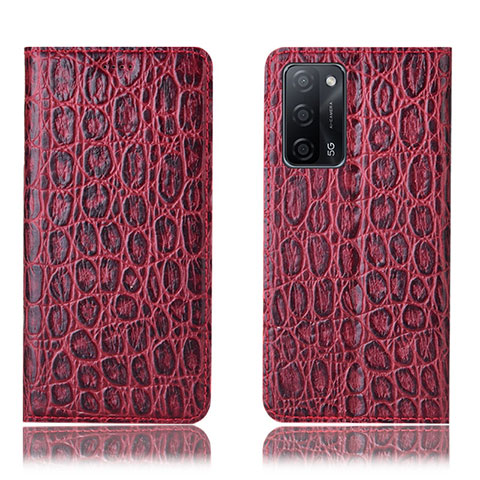 Handytasche Stand Schutzhülle Flip Leder Hülle H16P für Oppo A55 5G Rot