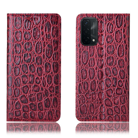 Handytasche Stand Schutzhülle Flip Leder Hülle H16P für Oppo A74 5G Rot