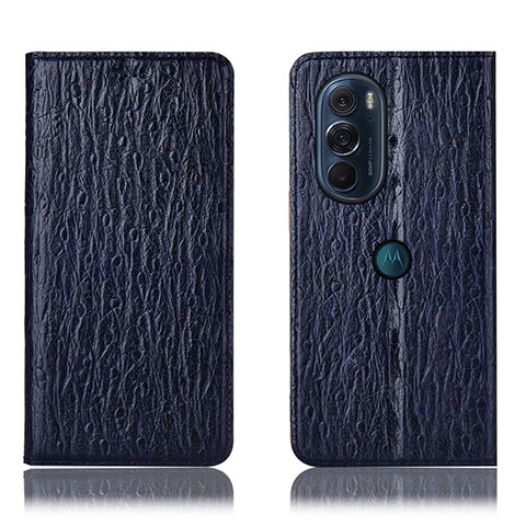 Handytasche Stand Schutzhülle Flip Leder Hülle H18P für Motorola Moto Edge Plus (2022) 5G Blau