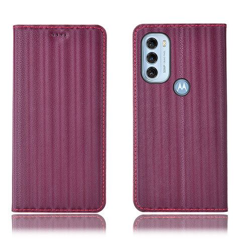 Handytasche Stand Schutzhülle Flip Leder Hülle H18P für Motorola Moto G71 5G Violett