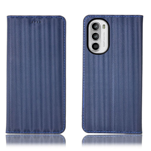 Handytasche Stand Schutzhülle Flip Leder Hülle H18P für Motorola Moto G71s 5G Blau