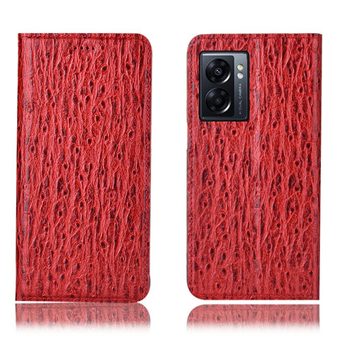 Handytasche Stand Schutzhülle Flip Leder Hülle H18P für Oppo A56S 5G Rot