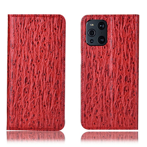 Handytasche Stand Schutzhülle Flip Leder Hülle H18P für Oppo Find X3 Pro 5G Rot