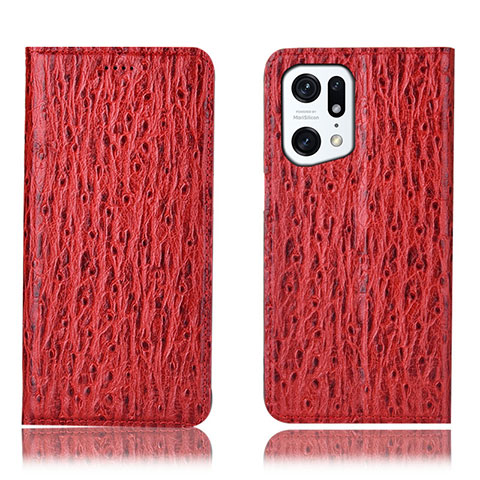 Handytasche Stand Schutzhülle Flip Leder Hülle H18P für Oppo Find X5 5G Rot