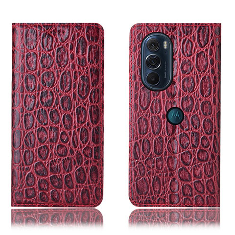 Handytasche Stand Schutzhülle Flip Leder Hülle H19P für Motorola Moto Edge 30 Pro 5G Rot