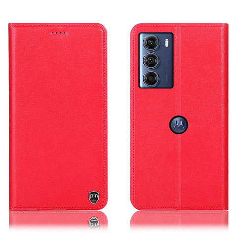 Handytasche Stand Schutzhülle Flip Leder Hülle H21P für Motorola Moto G200 5G Rot