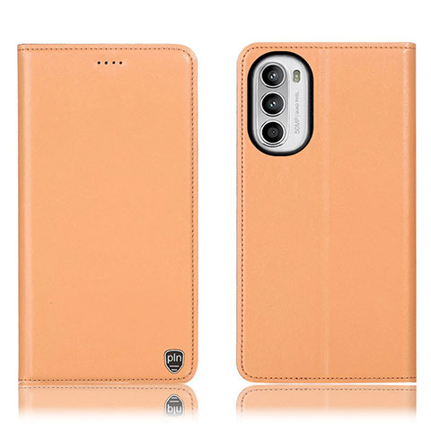 Handytasche Stand Schutzhülle Flip Leder Hülle H21P für Motorola MOTO G52 Orange