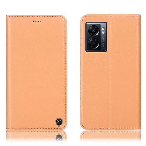 Handytasche Stand Schutzhülle Flip Leder Hülle H21P für Oppo A56S 5G Orange