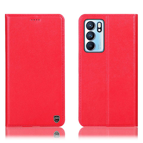 Handytasche Stand Schutzhülle Flip Leder Hülle H21P für Oppo Reno6 5G Rot