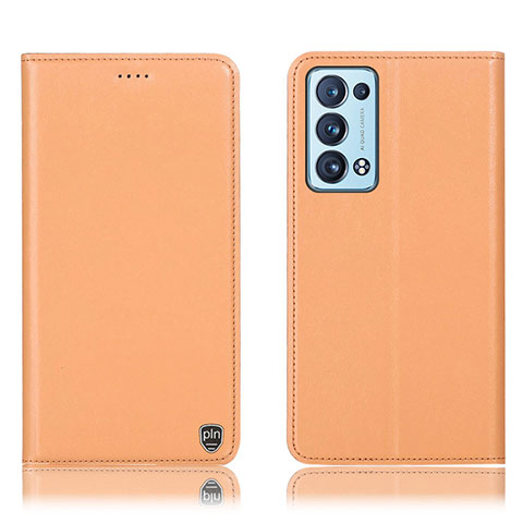 Handytasche Stand Schutzhülle Flip Leder Hülle H21P für Oppo Reno6 Pro 5G Orange