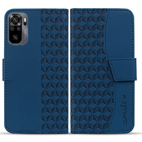 Handytasche Stand Schutzhülle Flip Leder Hülle HF1 für Xiaomi Redmi Note 10 4G Blau