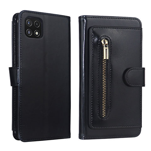 Handytasche Stand Schutzhülle Flip Leder Hülle JDK für Samsung Galaxy A22 5G Schwarz