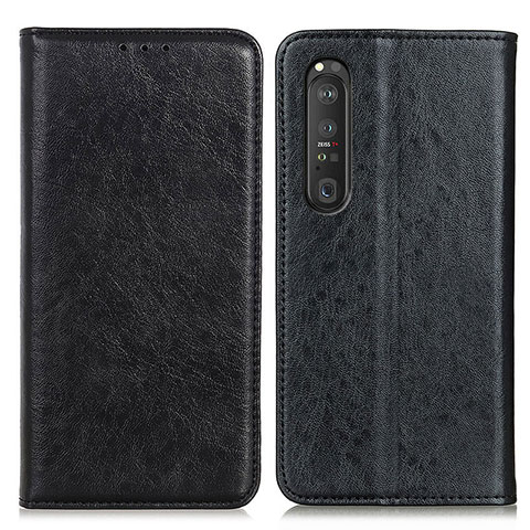 Handytasche Stand Schutzhülle Flip Leder Hülle K01Z für Sony Xperia 1 III Schwarz