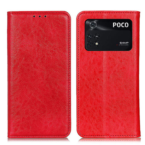 Handytasche Stand Schutzhülle Flip Leder Hülle K01Z für Xiaomi Poco M4 Pro 4G Rot