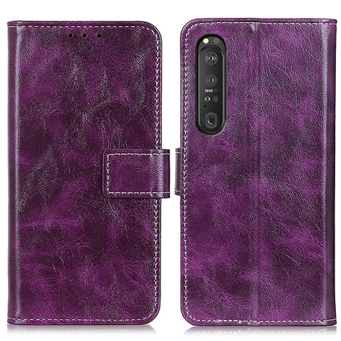 Handytasche Stand Schutzhülle Flip Leder Hülle K04Z für Sony Xperia 1 III Violett