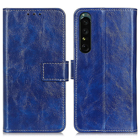 Handytasche Stand Schutzhülle Flip Leder Hülle K04Z für Sony Xperia 1 IV Blau