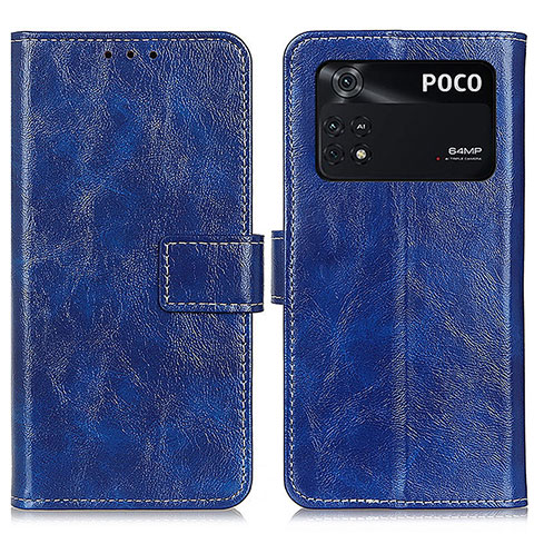 Handytasche Stand Schutzhülle Flip Leder Hülle K04Z für Xiaomi Poco M4 Pro 4G Blau