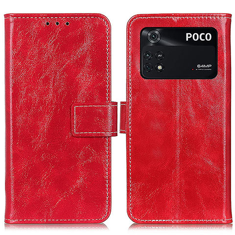 Handytasche Stand Schutzhülle Flip Leder Hülle K04Z für Xiaomi Poco M4 Pro 4G Rot