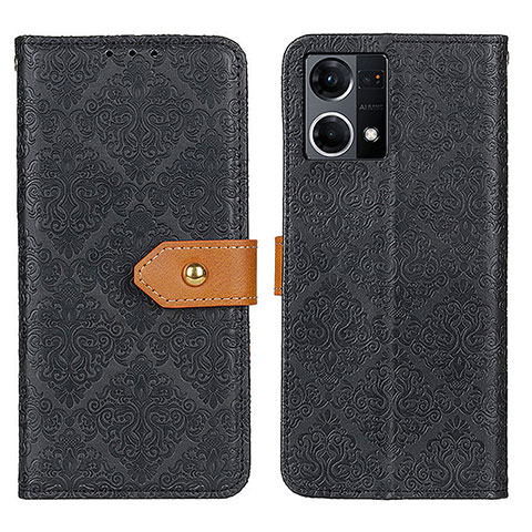 Handytasche Stand Schutzhülle Flip Leder Hülle K05Z für Oppo Reno8 4G Schwarz