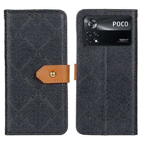 Handytasche Stand Schutzhülle Flip Leder Hülle K05Z für Xiaomi Poco X4 Pro 5G Schwarz