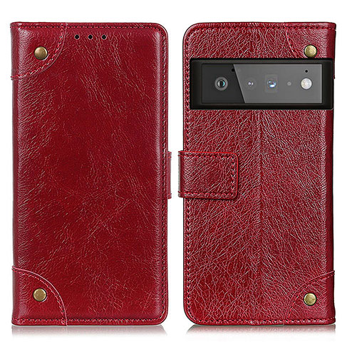 Handytasche Stand Schutzhülle Flip Leder Hülle K06Z für Google Pixel 6 Pro 5G Rot