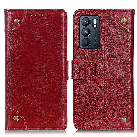 Handytasche Stand Schutzhülle Flip Leder Hülle K06Z für Oppo Reno6 5G Rot