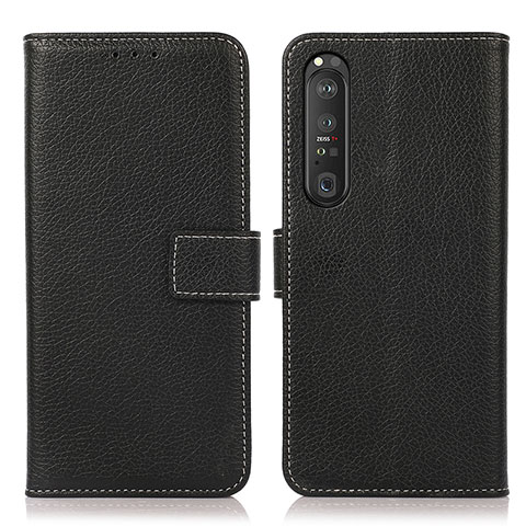 Handytasche Stand Schutzhülle Flip Leder Hülle K08Z für Sony Xperia 1 III Schwarz