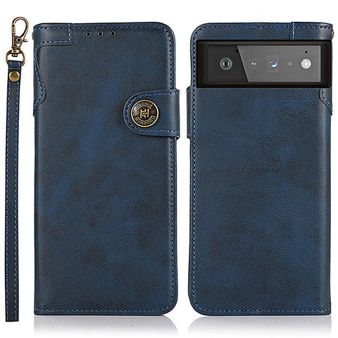 Handytasche Stand Schutzhülle Flip Leder Hülle K09Z für Google Pixel 6 5G Blau