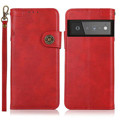 Handytasche Stand Schutzhülle Flip Leder Hülle K09Z für Google Pixel 6 Pro 5G Rot