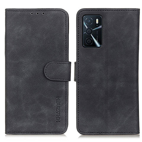 Handytasche Stand Schutzhülle Flip Leder Hülle K09Z für Oppo A16 Schwarz