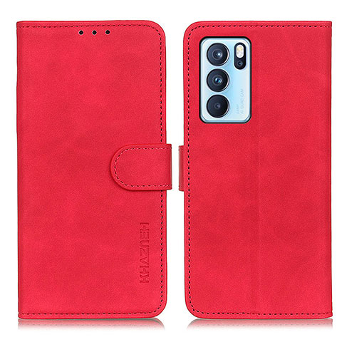 Handytasche Stand Schutzhülle Flip Leder Hülle K09Z für Oppo Reno6 Pro 5G India Rot