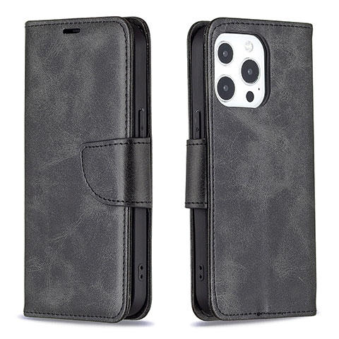 Handytasche Stand Schutzhülle Flip Leder Hülle L01 für Apple iPhone 13 Pro Max Schwarz