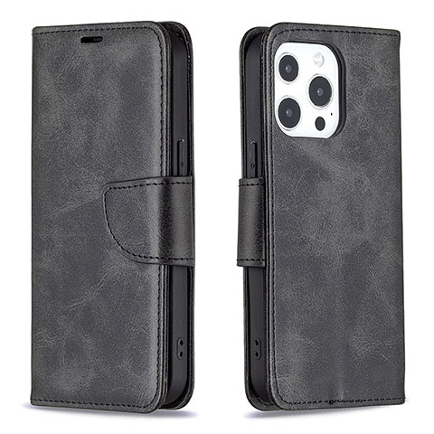 Handytasche Stand Schutzhülle Flip Leder Hülle L01 für Apple iPhone 14 Pro Max Schwarz