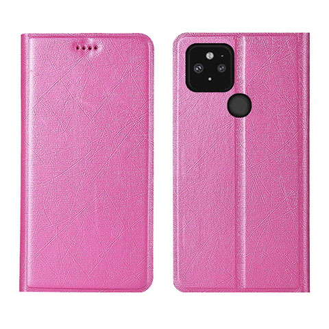 Handytasche Stand Schutzhülle Flip Leder Hülle L01 für Google Pixel 5 Rosa