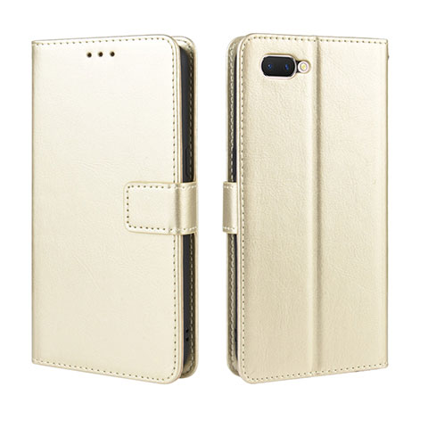 Handytasche Stand Schutzhülle Flip Leder Hülle L01 für Oppo A5 Gold