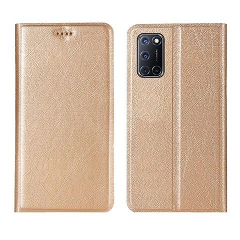 Handytasche Stand Schutzhülle Flip Leder Hülle L01 für Oppo A92 Gold