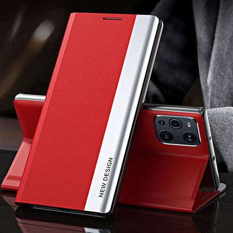 Handytasche Stand Schutzhülle Flip Leder Hülle L01 für Oppo Find X3 5G Rot