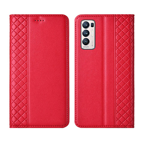 Handytasche Stand Schutzhülle Flip Leder Hülle L01 für Oppo Find X3 Neo 5G Rot