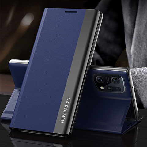 Handytasche Stand Schutzhülle Flip Leder Hülle L01 für Oppo Find X5 5G Blau