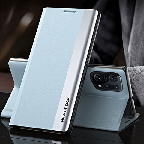 Handytasche Stand Schutzhülle Flip Leder Hülle L01 für Oppo Find X5 Pro 5G Hellblau