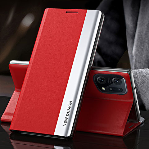 Handytasche Stand Schutzhülle Flip Leder Hülle L01 für Oppo Find X5 Pro 5G Rot