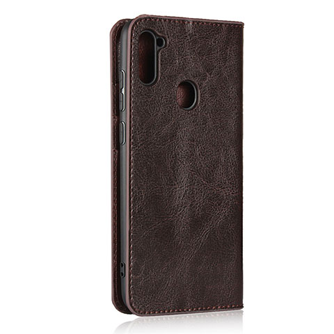 Handytasche Stand Schutzhülle Flip Leder Hülle L01 für Samsung Galaxy A11 Braun